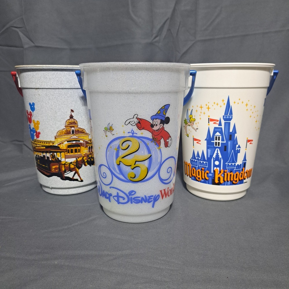 VTG Disney Parks Popcorn Buckets 25th Anniversary Main Street Magic Kingdom